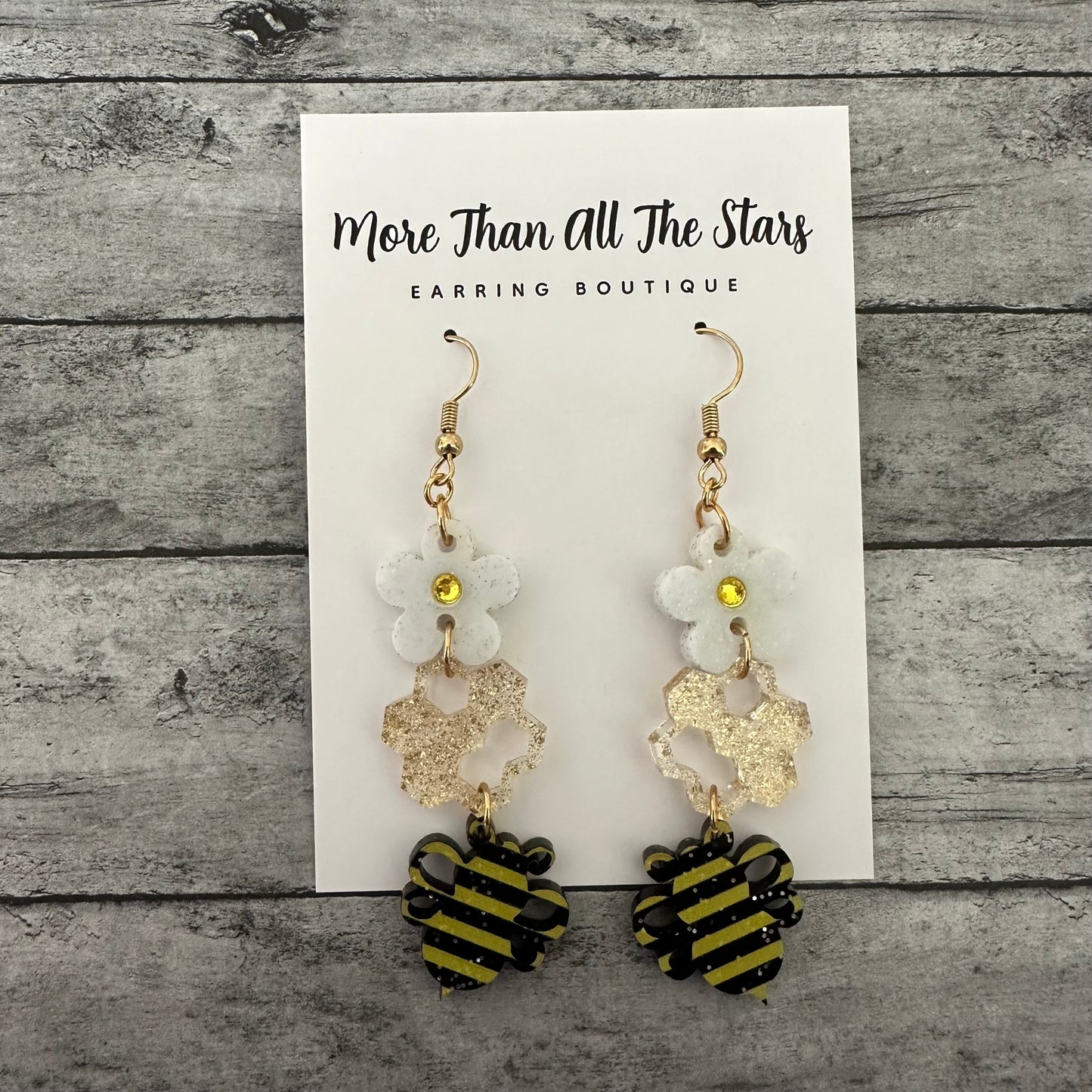 3 Layer Bee Earrings