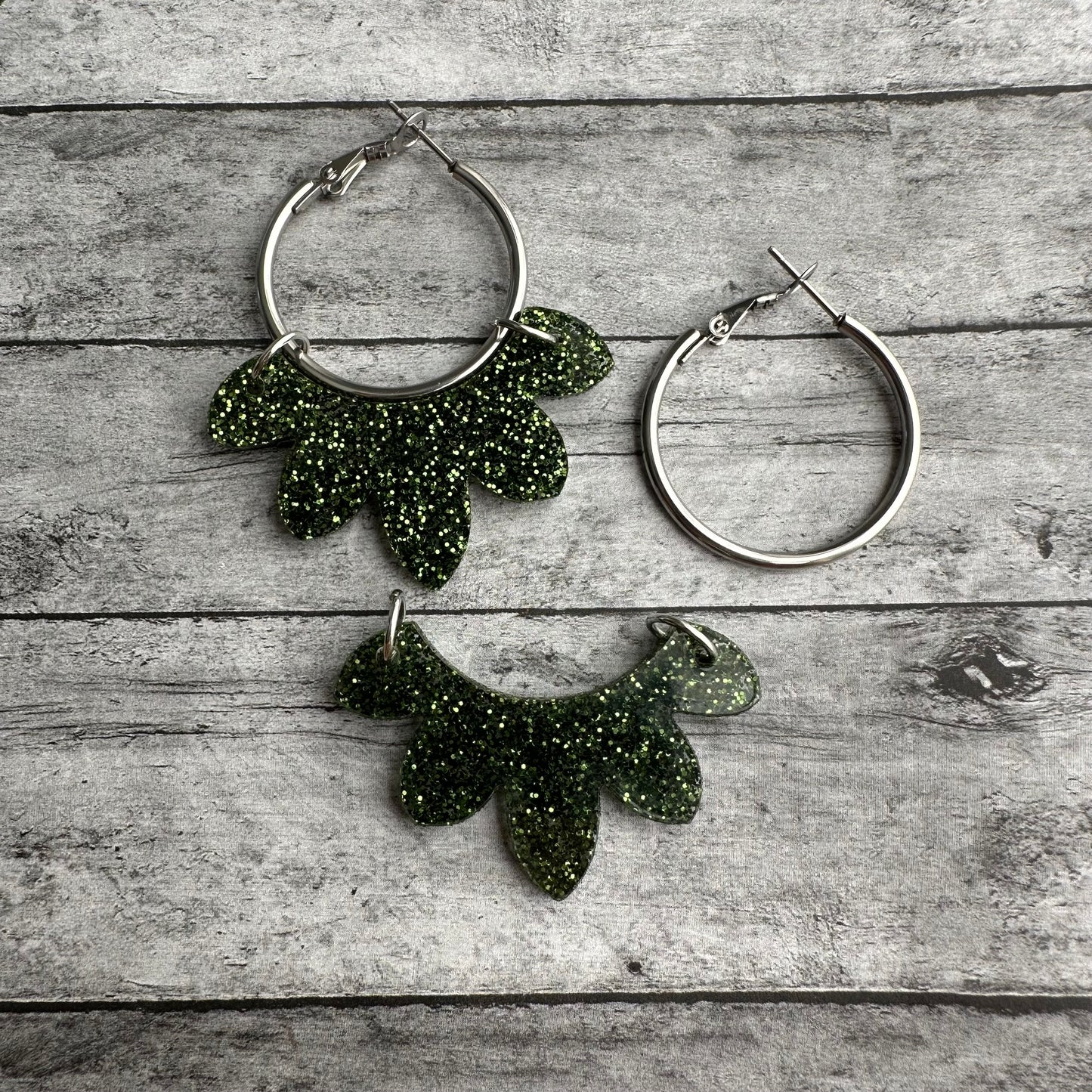 Hunter Green Glitter Interchangeable Hoop