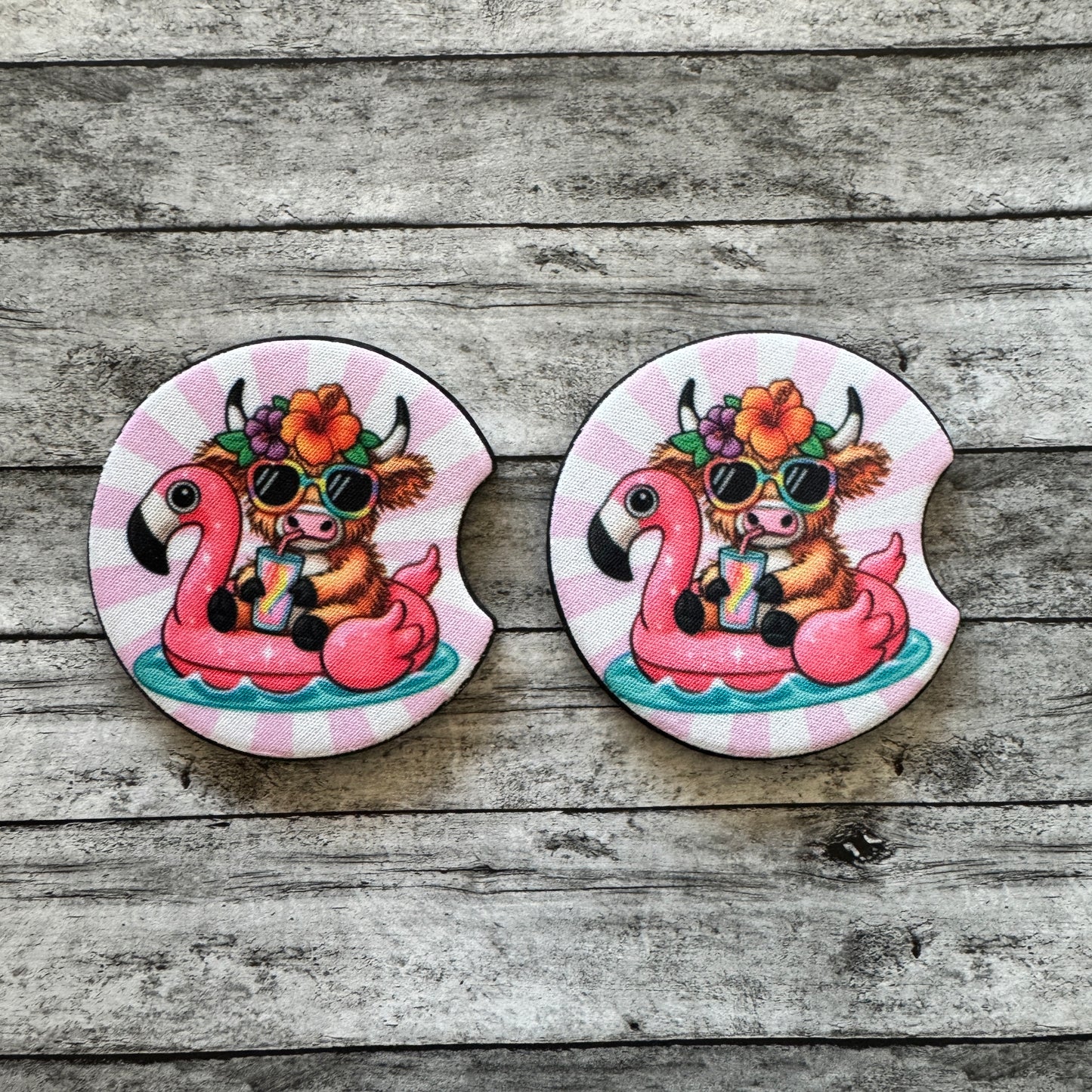 Cow Floating Neoprene Car Coaster