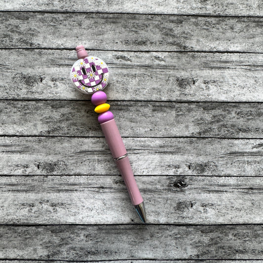 Smiley Face Flower Beaded Pen
