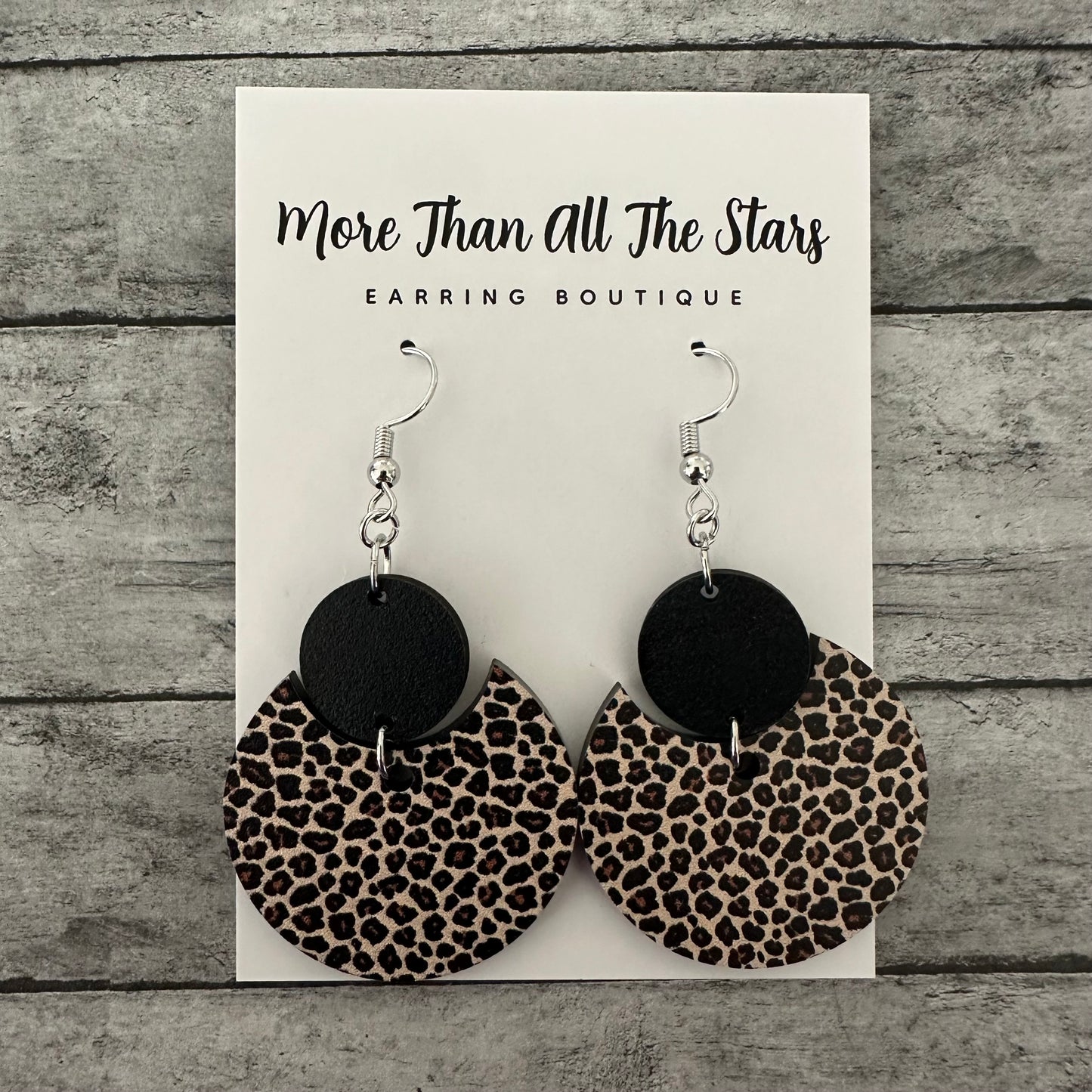 Leopard Crescent Circle Earrings