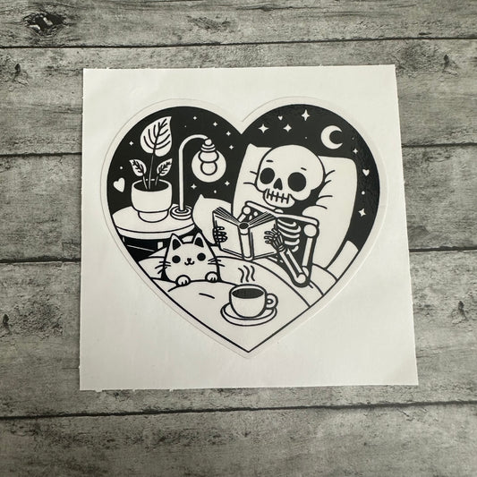 Reading Skeleton Sticker
