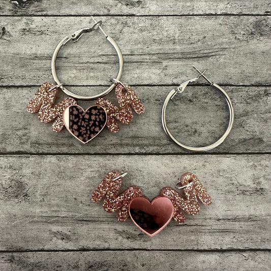 Rose Gold Mom Heart Interchangeable Hoop