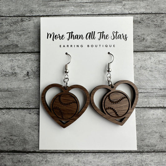 Baseball Heart Earrings