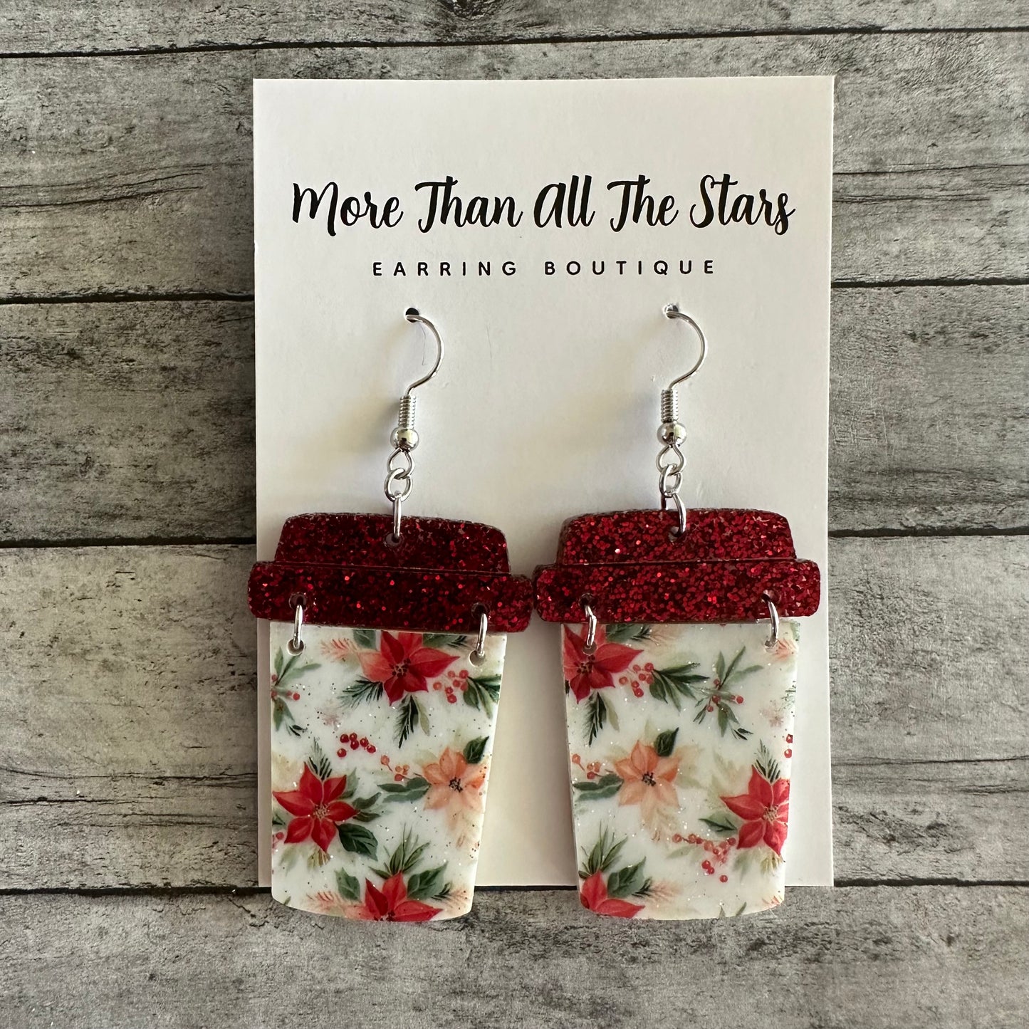 Poinsetta Coffee Cup Earrings