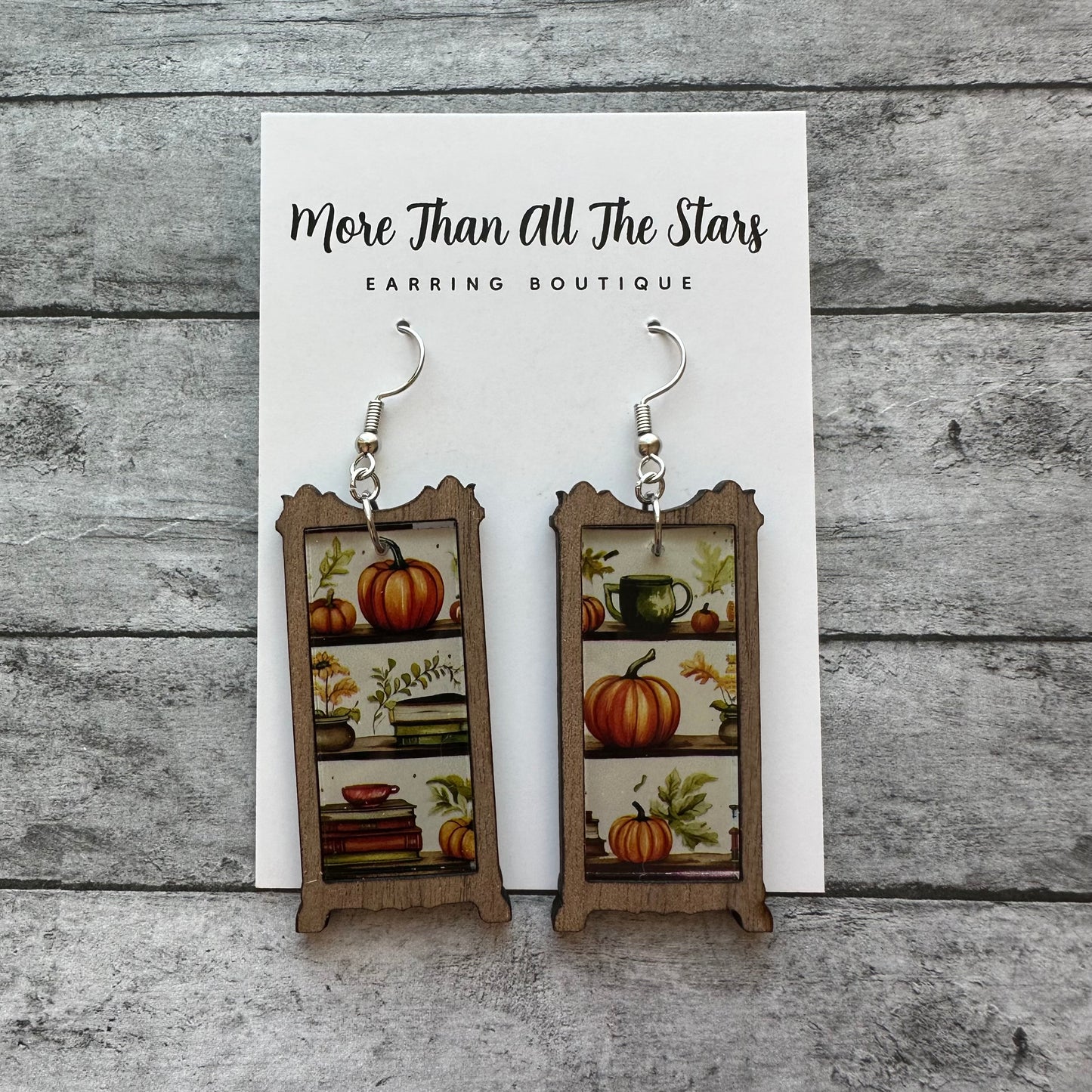 Cozy Autumn Bookcase Earrings