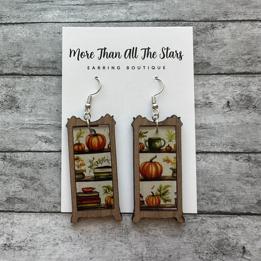 Cozy Autumn Bookcase Earrings