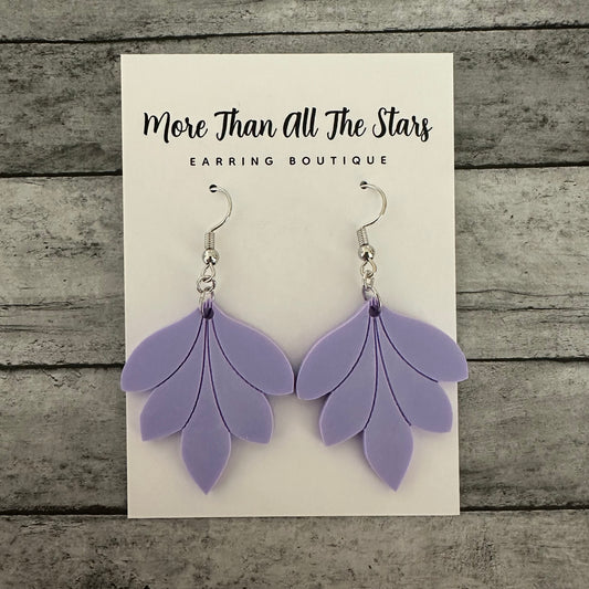 Purple Chunky Leaf Earrings