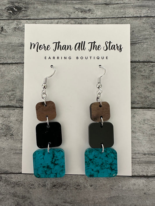 Turquoise 3 Layer Earrings