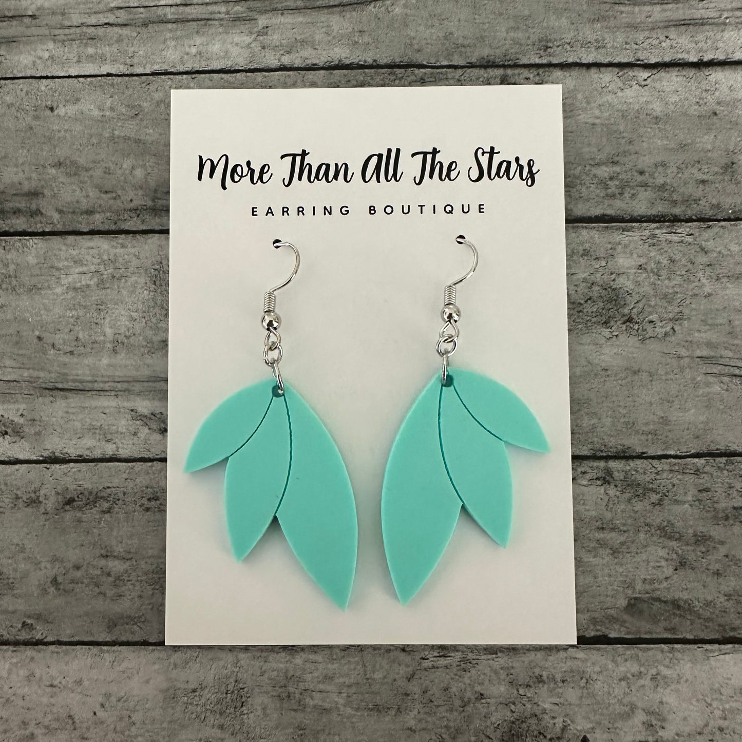 Aqua Split Leaf Earrings