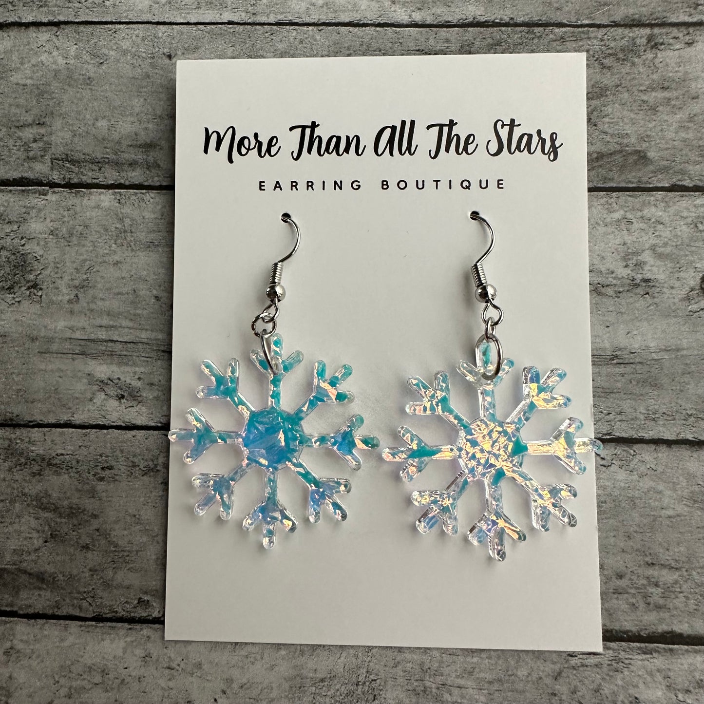 Iridescent Snowflake Earrings