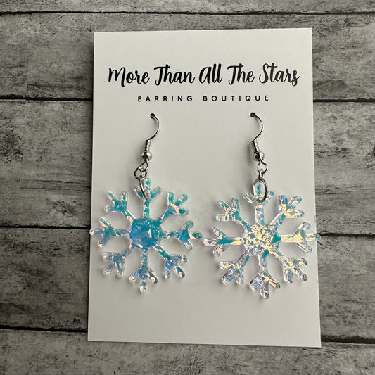 Iridescent Snowflake Earrings