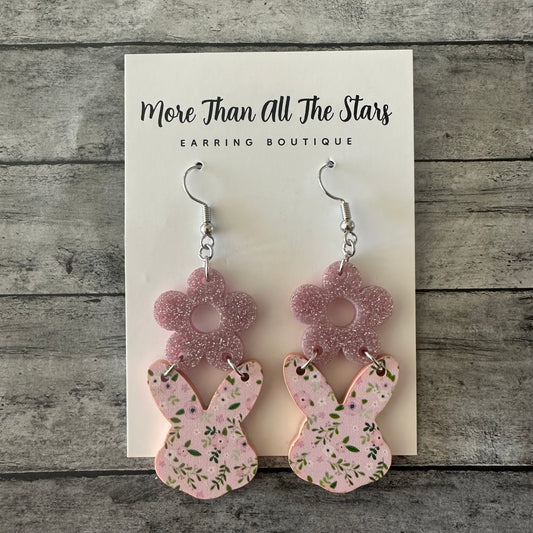 Flower and Bunny Earrings