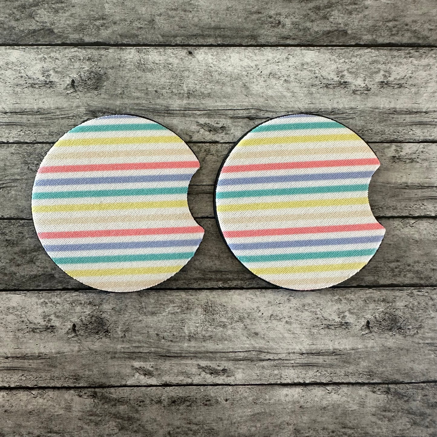 Pastel Stripes Neoprene Car Coaster
