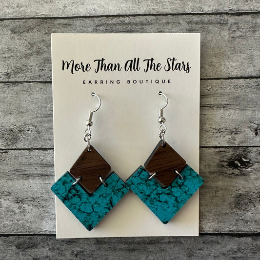 Turquoise Split Triangle Earrings