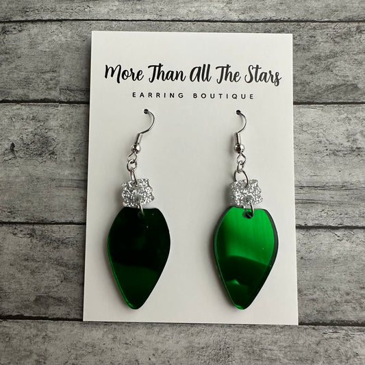 Green Lightbulb Earrings