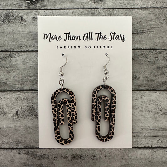 Leopard Paperclip Earrings