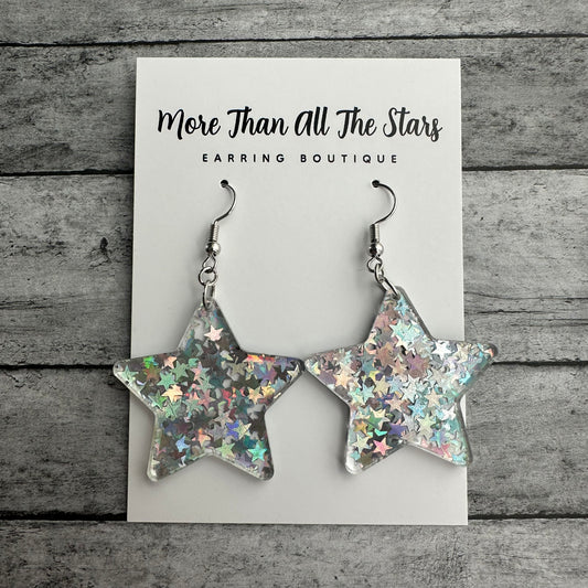 Holographic Star Earrings