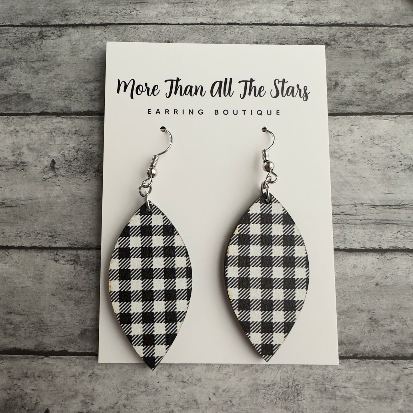 Black and White Plaid Earrings