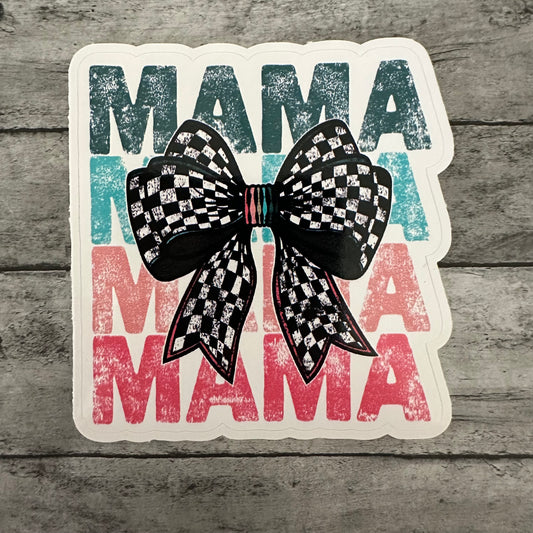 Checkered Bow Mama Sticker