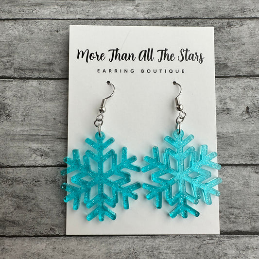 Blue Snowflake Earrings