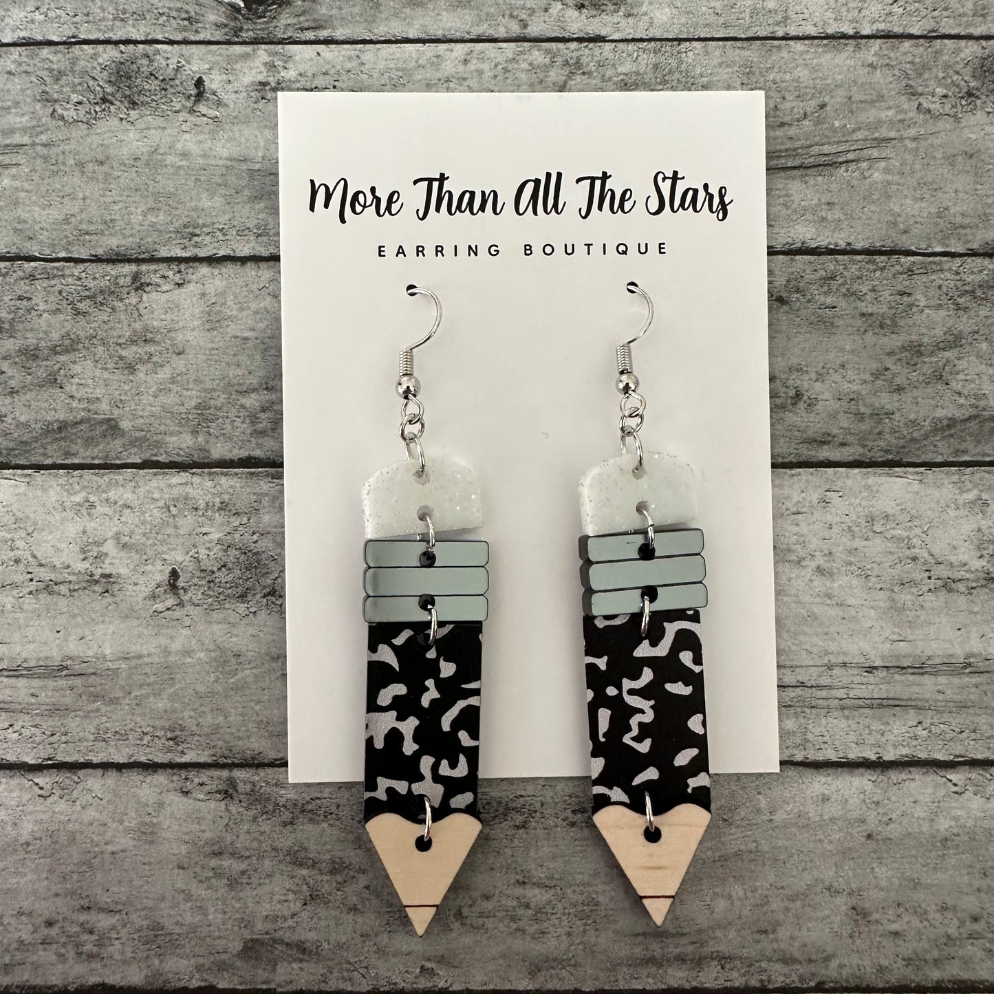 School Notebook Pencil Earrings