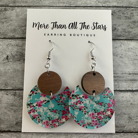 Cherry Blossom Crescent Circle Earrings