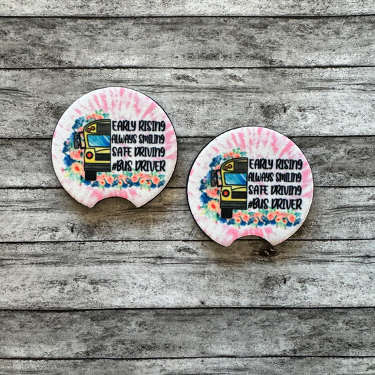Early Rising Bus Driver Neoprene Car Coaster