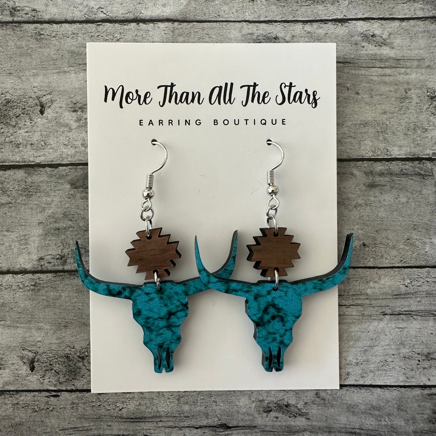 Turquoise Bull Skull Earrings