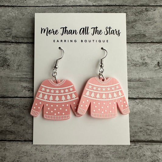 Pink Sweater Earrings