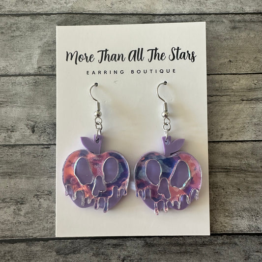 Purple Iridescent Poison Apple Earrings