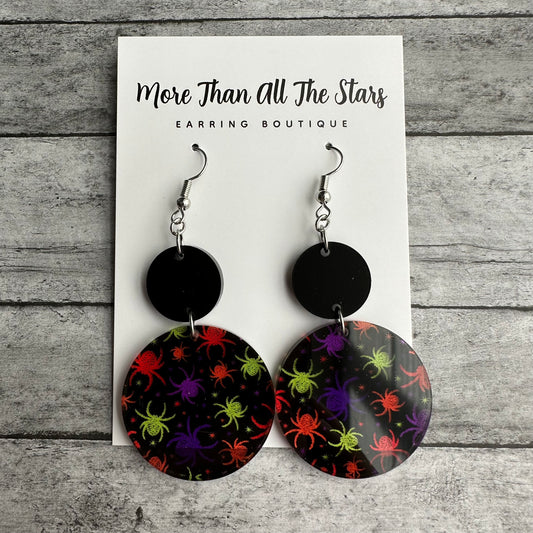 Colorful Spider Circle Earrings