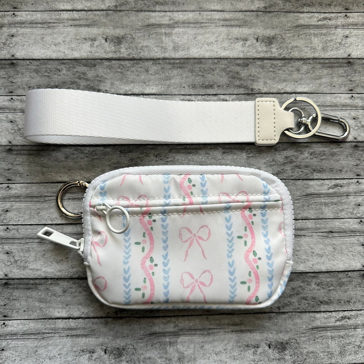 Pink Bow And Floral Wristlet Wallet