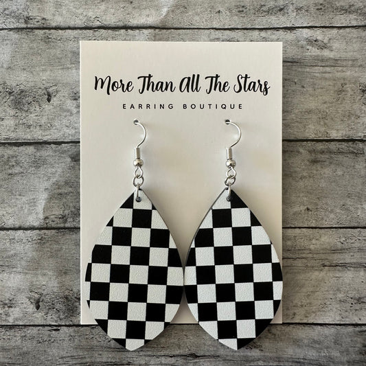 Black and White Checkered Earrings