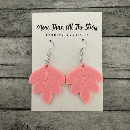 Pink Chunky Leaf Earrings