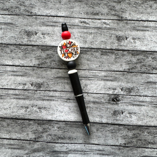 Floral Teacher Beaded Pen