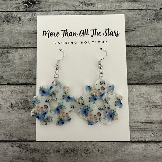 Mother’s Love Blue Floral Earrings