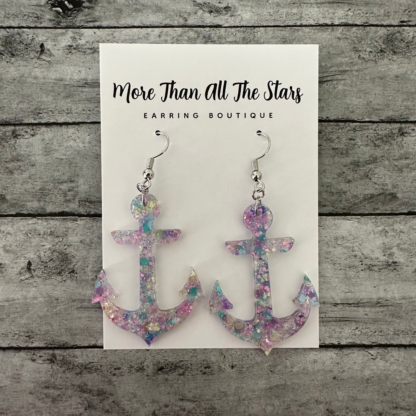 Mermaid Glitter Anchor Earrings