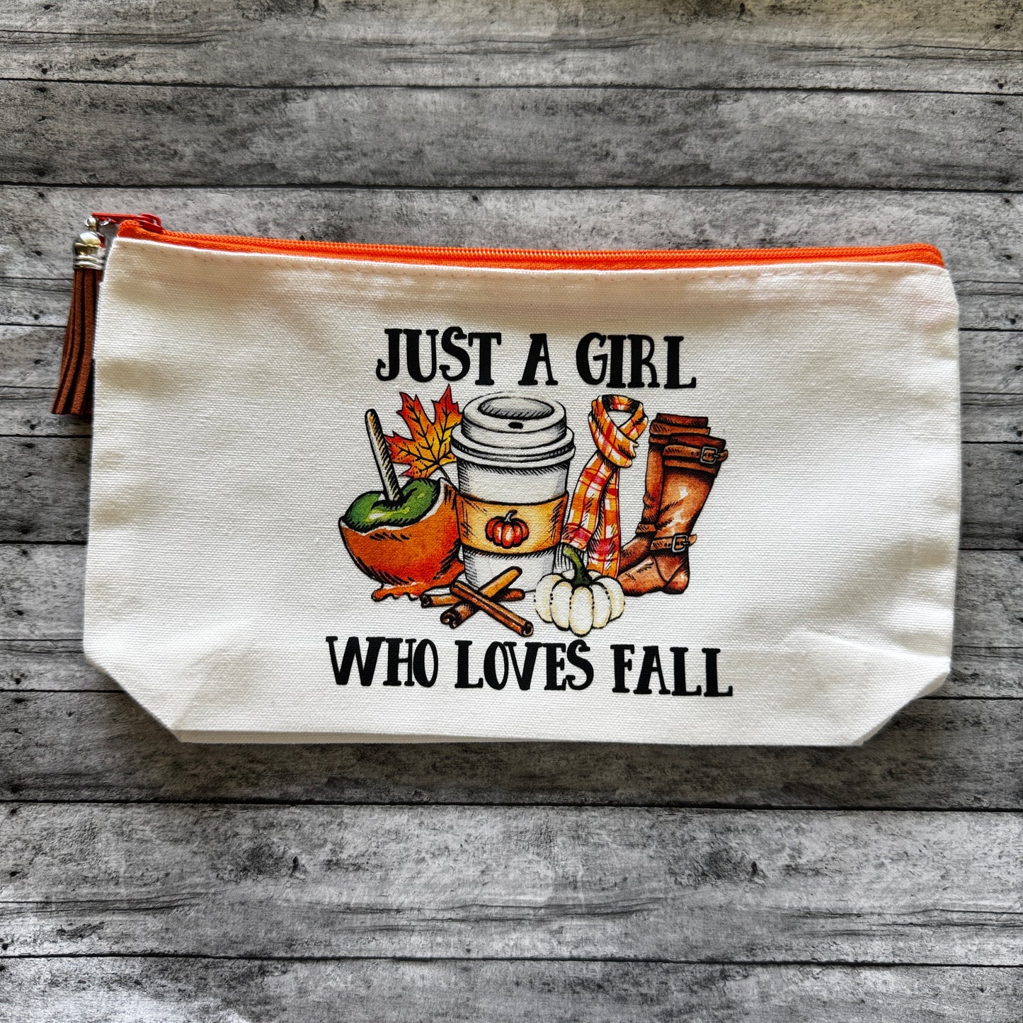 “Just A Girl” Fall Zipper Pouch