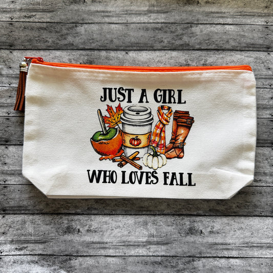 “Just A Girl” Fall Zipper Pouch