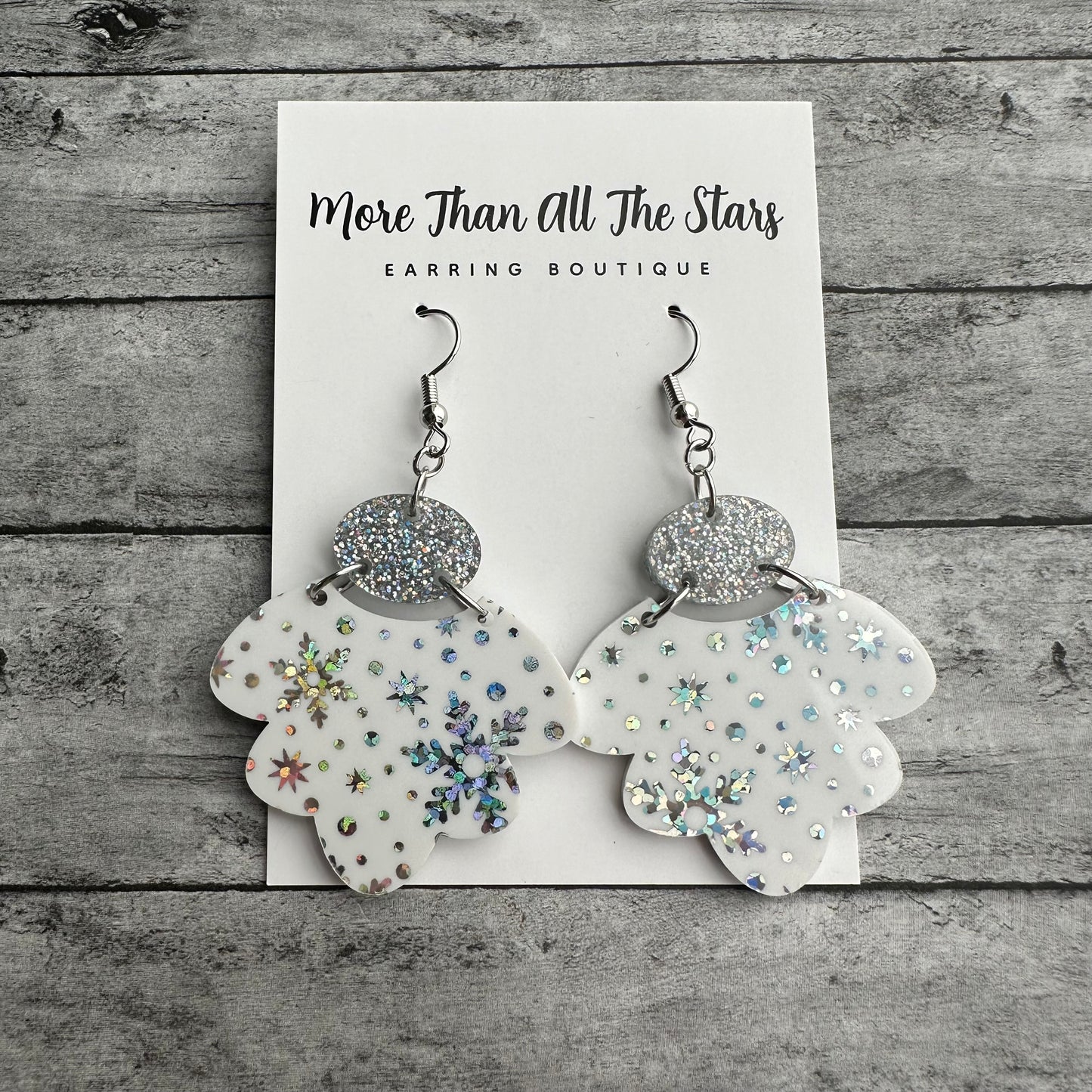 Holographic Ruffle Snowflake Earrings