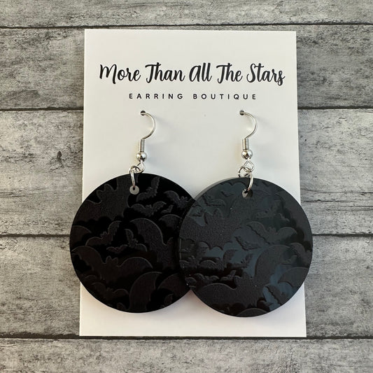 Black Monotone Bat Earrings