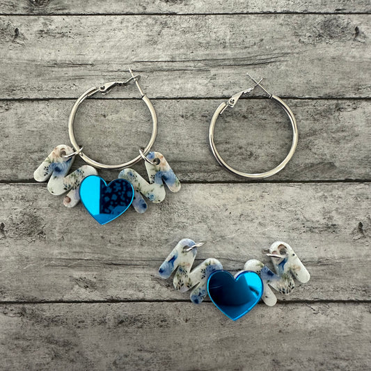 Blue Floral Mom Heart Interchangeable Hoop