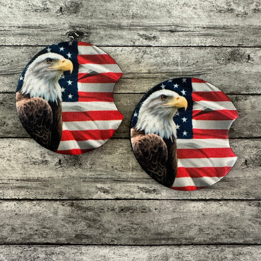 Eagle American Flag Neoprene Car Coaster