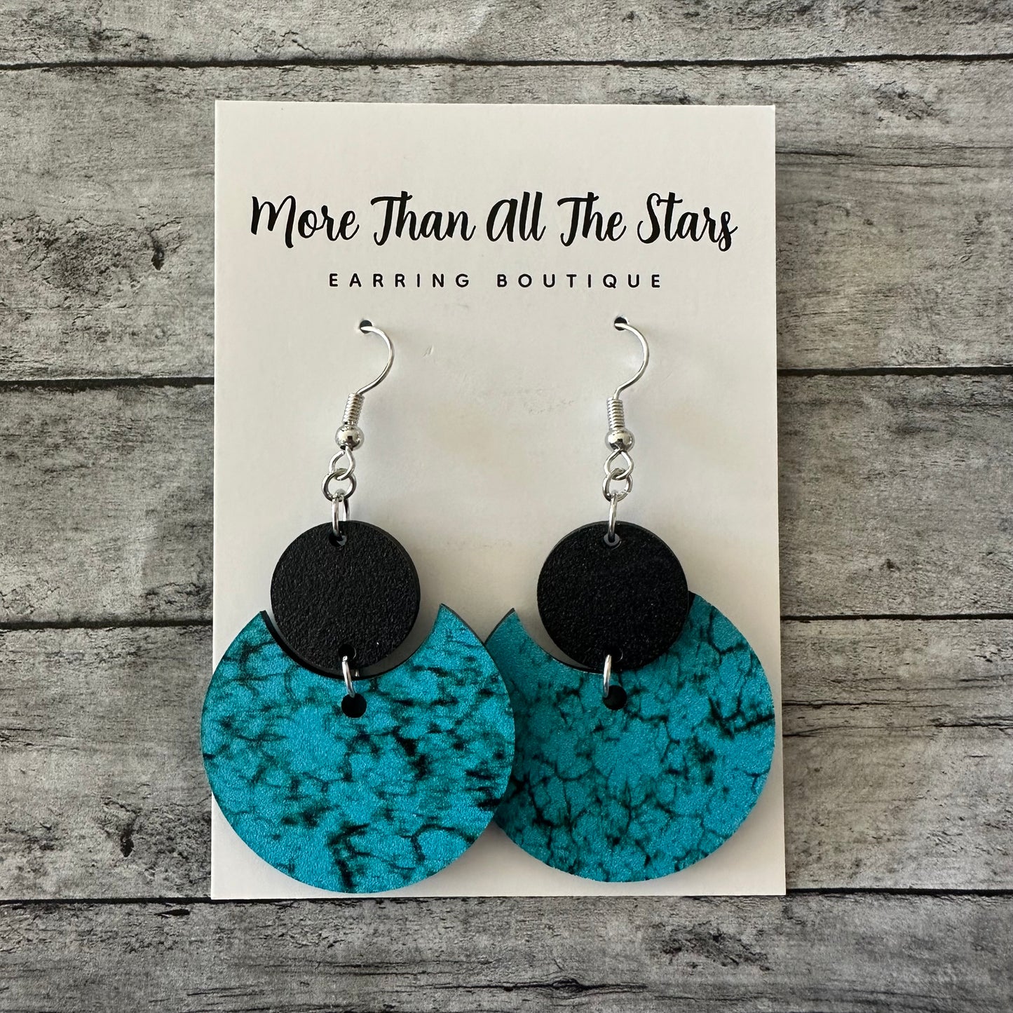 Turquoise Crescent Circle Earrings