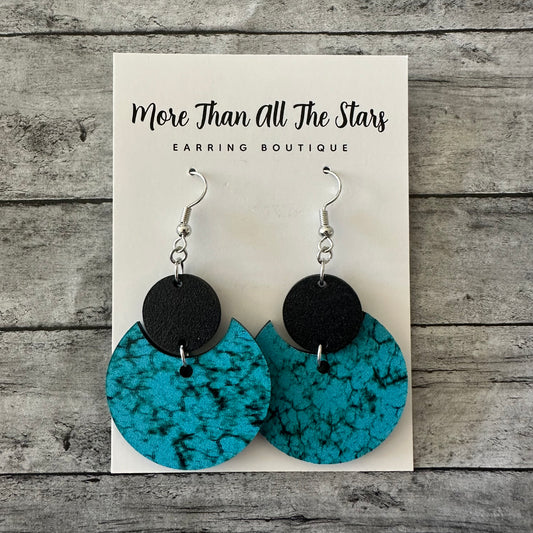 Turquoise Crescent Circle Earrings