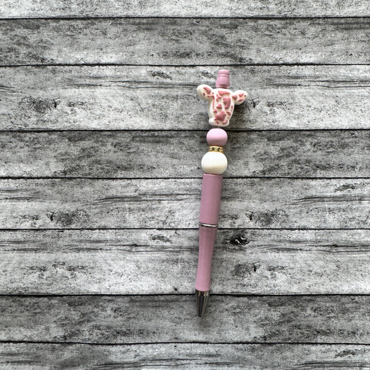 Mauve Cow Beaded Pen