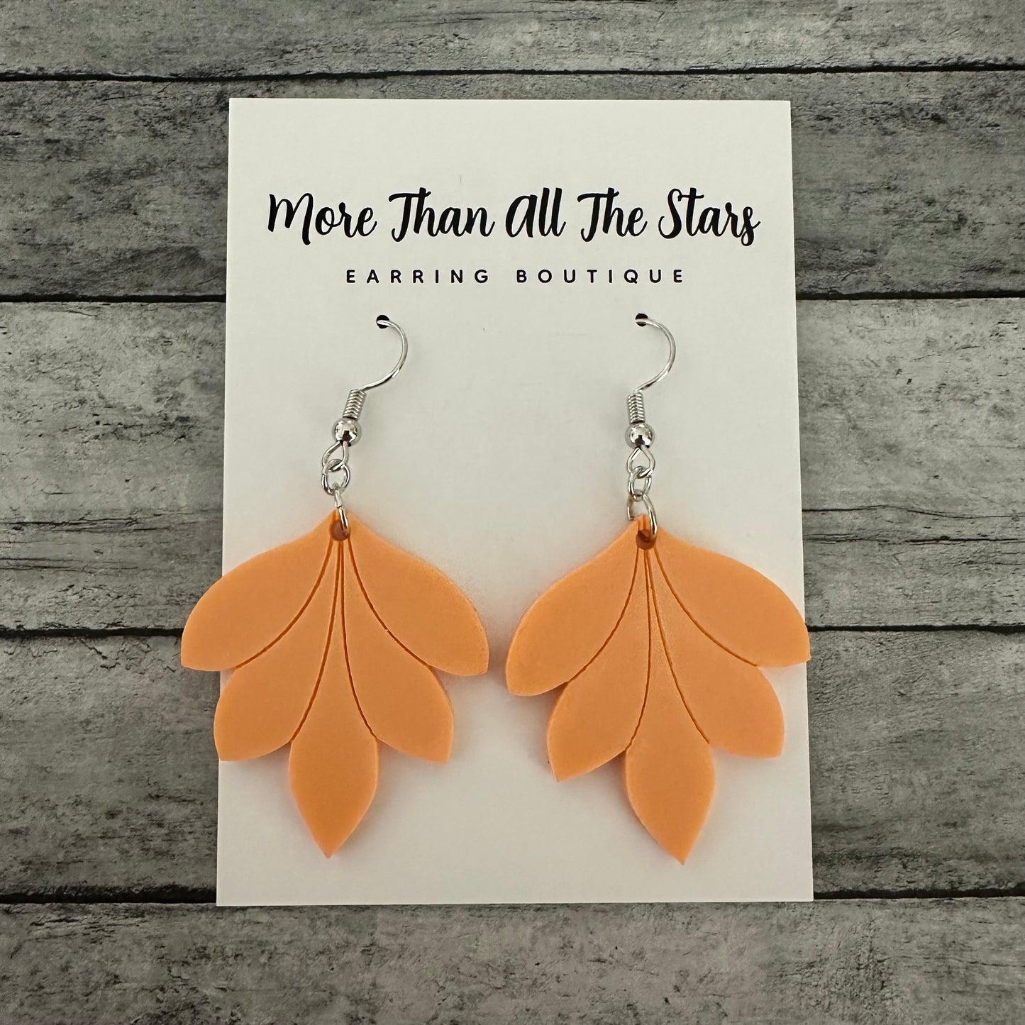 Orange Chunky Leaf Earrings