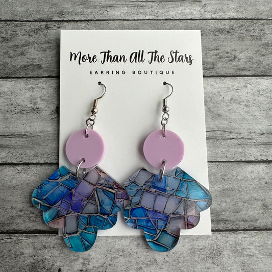 Purple and Blue Quartz Ruffle Teardrop Earrings