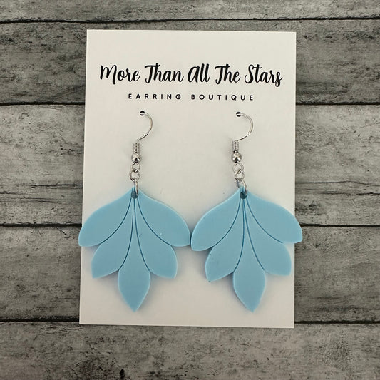 Blue Chunky Leaf Earrings